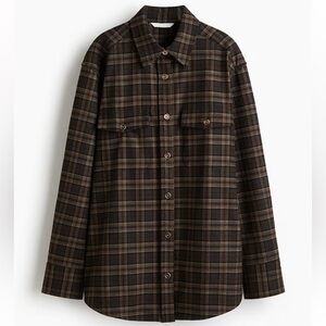 H&M Dark Brown Checkered Button-Down Shirt